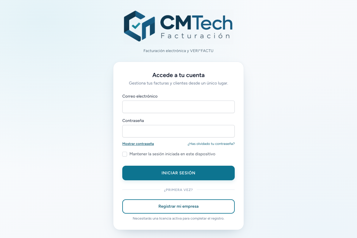 Acceso a CMTech Facturación con su nueva identidad de marca